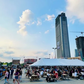 Vaughan Ribfest with people under tent enjoying the ribfest